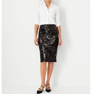 Ann Taylor black sequin pencil skirt